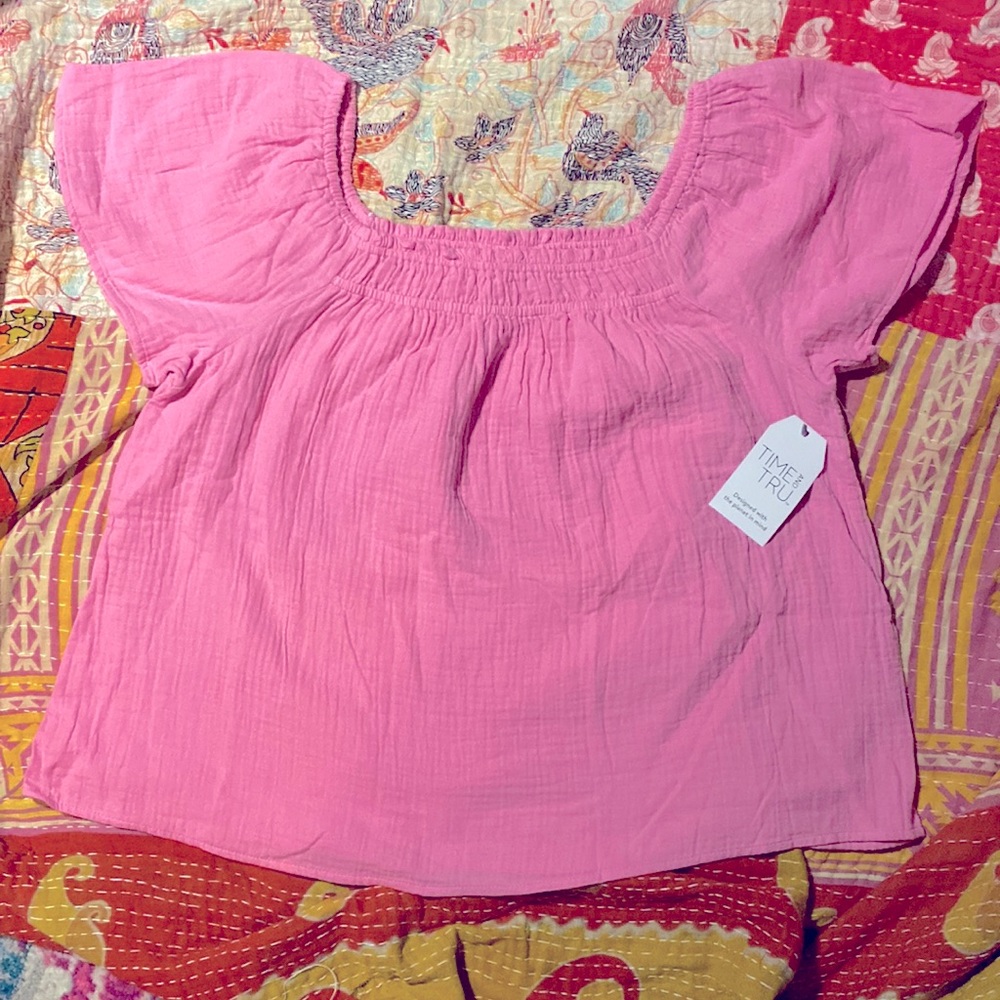 Time and Tru Smocked Square Neck Top